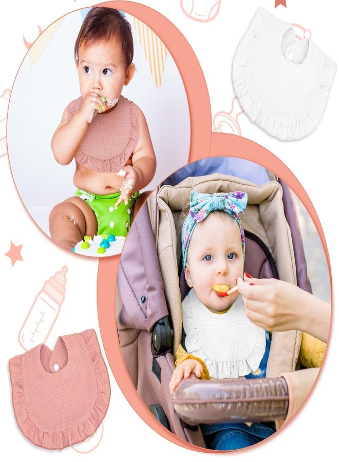 Seematn 10 Pcs Baby Muslin Bibs for Unisex Girls & Boys Drool Bibs Bandana Ruffle Soft Cotton for Newborn Infants Toddlers(Pink, White) - Image 5